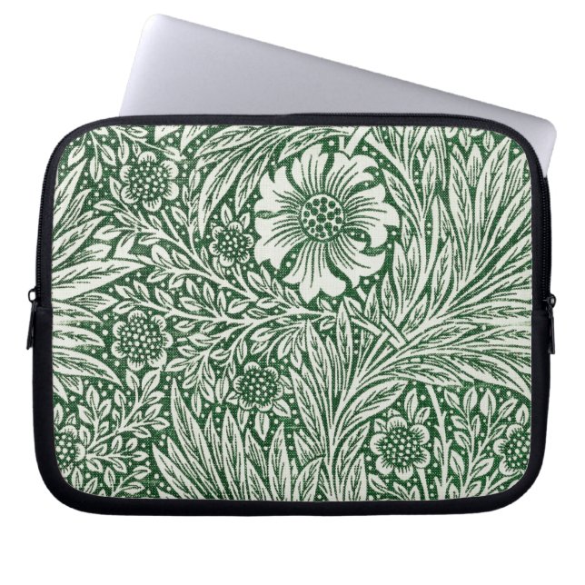William Morris Marigold Groene Bloembloem Laptop Sleeve (Voorkant)