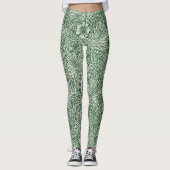 William Morris Marigold Groene Bloembloem Leggings (Voorkant)