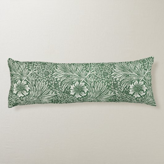 William Morris Marigold Groene Bloembloem Lichaamskussen (Achterkant)