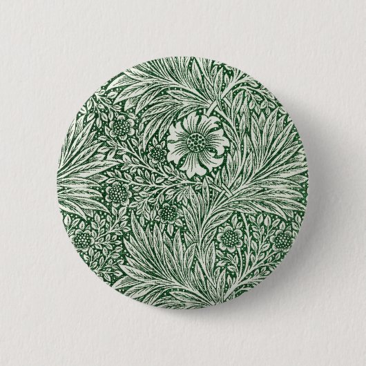 William Morris Marigold Groene Bloembloem Ronde Button 5,7 Cm (Voorkant)