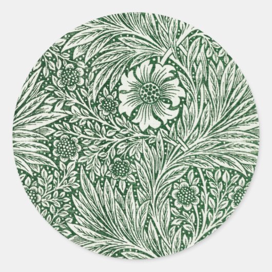William Morris Marigold Groene Bloembloem Ronde Sticker (Voorkant)