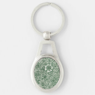 William Morris Marigold Groene Bloembloem Sleutelhanger