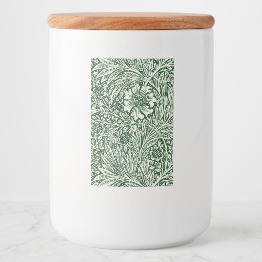 William Morris Marigold Groene Bloembloem Voedselcontainer Etiket (Voorkant)
