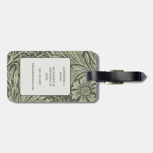 William Morris Marigold Pattern Bagagelabel (Achterkant horizontaal)