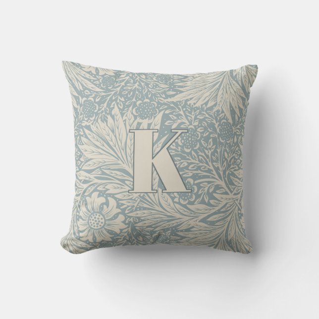  William Morris Marigold Pattern Monogram Kussen (Voorkant)