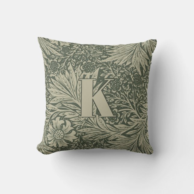  William Morris Marigold Pattern Monogram Kussen (Voorkant)