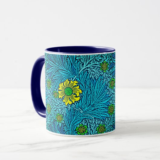 William Morris Marigold, Turquoise & Cobalt Blue Mok (Voorkant links)
