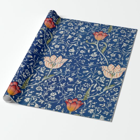 William Morris Medway Blue Floral Cadeaupapier (Uitgerold)