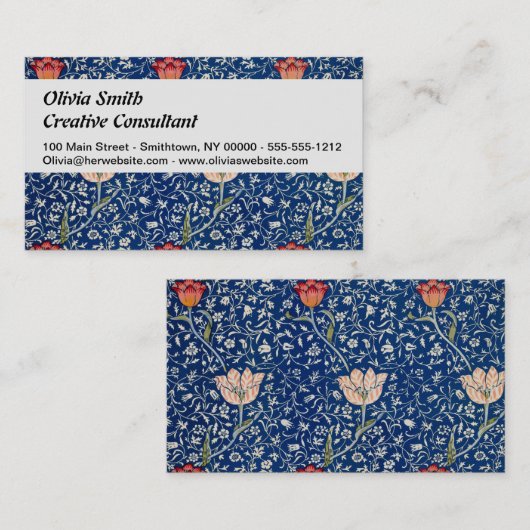 William Morris Medway Blue Floral Visitekaartje (Voorkant / Achterkant)