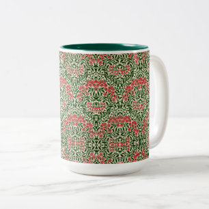 William Morris Michaelmas Daisy Flowers Pink Green Tweekleurige Koffiemok