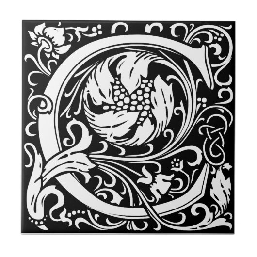 William Morris Monogrammed Letter C Tegeltje (Voorkant)