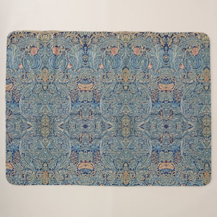 William Morris Mooi Bloemenpatroon Blauw Roze Sherpa Deken