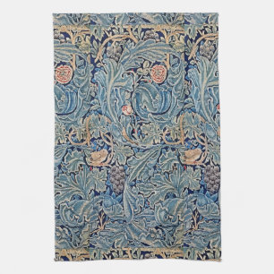 William Morris Mooi Bloemenpatroon Blauw Roze Theedoek