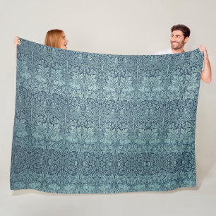  William Morris Mooie Blauwe Bloemen Fleece Deken