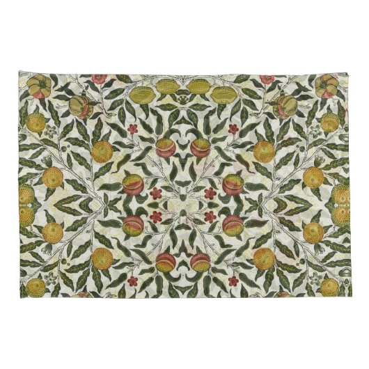 William Morris Mooie Fruitbladeren Bloemen Rood Kussensloop (Achterkant-Rechts)
