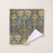 William Morris Motif Floral Or Turquoise Rouge (Gant de toilette)