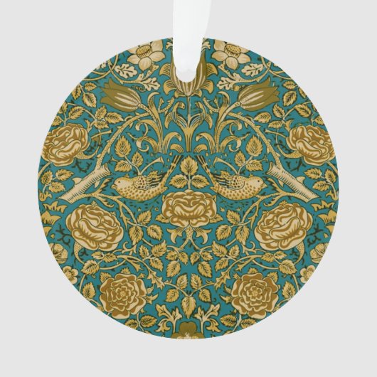 William Morris Motif Rose Tudor Bleu Doré (devant)