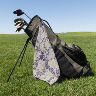 William Morris Muurbloem Patroon Antiek Blauw Golfhanddoek