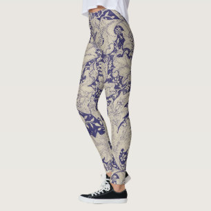 William Morris Muurbloem Patroon Antiek Blauw Leggings