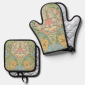 William Morris Myrtle Bloem Bloemen Botanisch Ovenwant & Pannenlap Set (Voorkant / Achterkant)