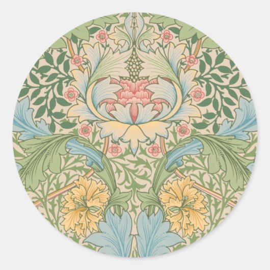 William Morris Myrtle Bloem Bloemen Botanisch Ronde Sticker (Voorkant)