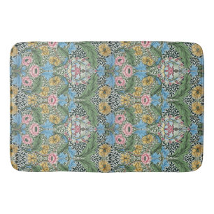 William Morris  Myrtle Flowers Geel Blauw Badmat