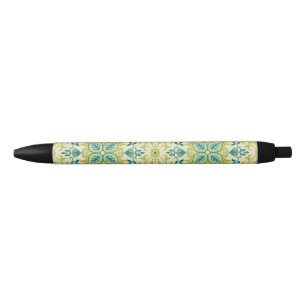 William Morris Naadloos Plafond Limegroen Patroon Zwarte Inkt Pen