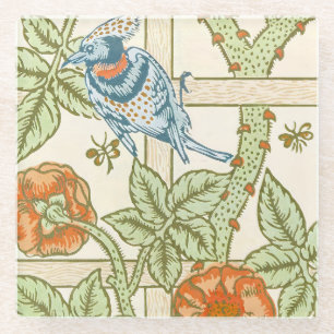William Morris Naadloos Tralie Roos Patroon Glazen Onderzetter