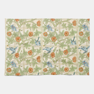 William Morris Naadloos Tralie Roos Patroon Theedoek