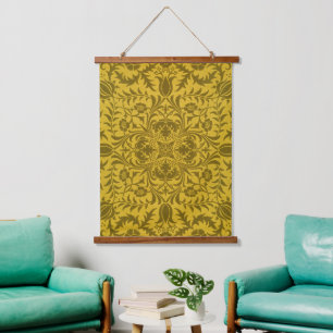 William Morris Naadloos Wingerd Goud Geel Patroon Hangend Wandkleed