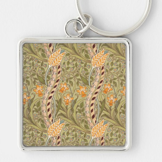 William Morris Narcissen Tuin Bloem Klassieke Bota Sleutelhanger (Voorkant)