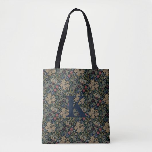  William Morris Navy Blauw Rood Chrysanthemum Draagtas (Voorkant)