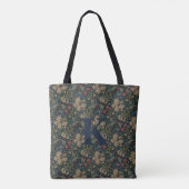  William Morris Navy Blauw Rood Chrysanthemum Draagtas (Achterkant)