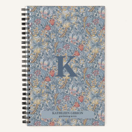  William Morris Navy Blauw Rood Chrysanthemum Notitieboek