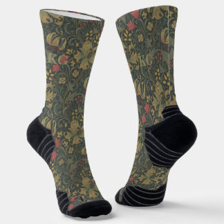 William Morris Navy Blauw Rood Chrysanthemum Sokken
