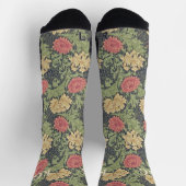  William Morris Navy Blauw Rood Chrysanthemum Sokken (Top)