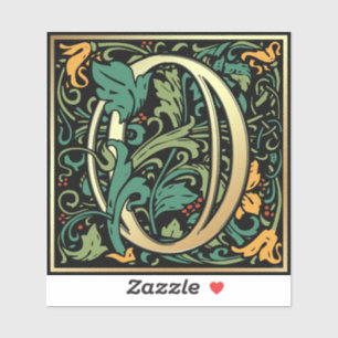 William Morris Numeral Nummer 0 Zero Woodcut Sticker