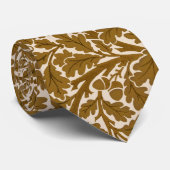 William Morris Oak Leaves, Coffee Brown en Beige Stropdas (Opgerold)