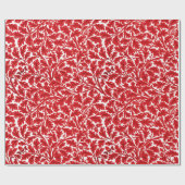 William Morris Oak Leaves, Deep Red en White Wrap Cadeaupapier (Vlak)