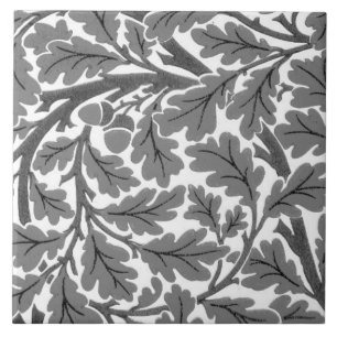 William Morris Oak Leaves, Grey / Grey and White Tegeltje