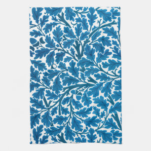 William Morris Oak Leaves, Sapphire Blue en White Theedoek