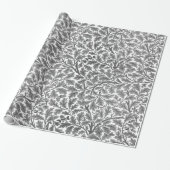 William Morris Oak Leaves, Silver Grey en White Cadeaupapier (Uitgerold)