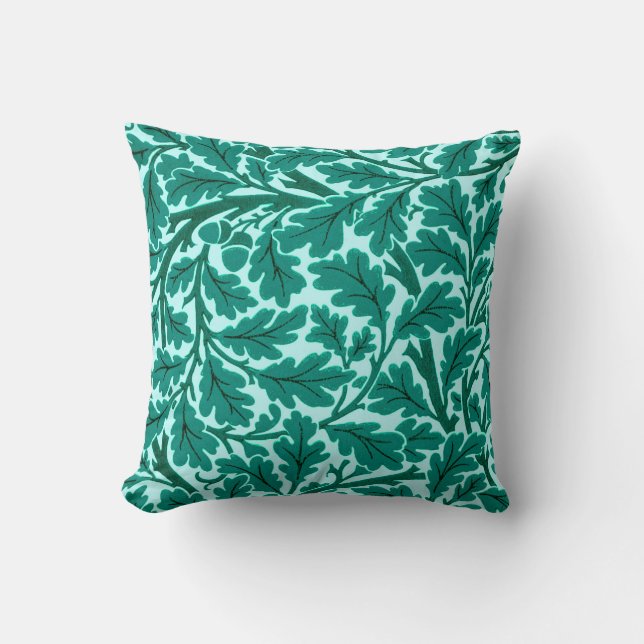 William Morris Oak Leaves, Turquoise & Aqua Kussen (Voorkant)