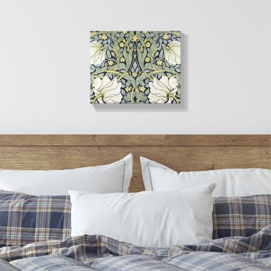 William Morris - Ontwerp van het Pimpernel Pattern Canvas Afdruk (Insitu (Slaapkamer))