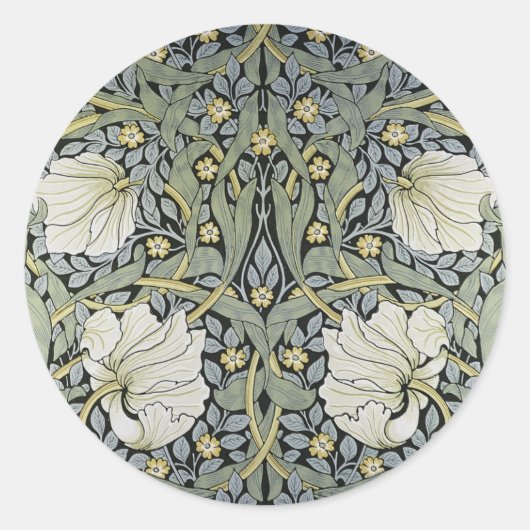 William Morris - Ontwerp van het Pimpernel Pattern Ronde Sticker (Voorkant)