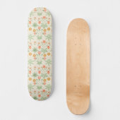 William Morris Oranje, roze & Green Daisy Pattern Skateboard (Voorkant)