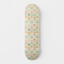 William Morris Oranje, roze & Green Daisy Pattern Skateboard