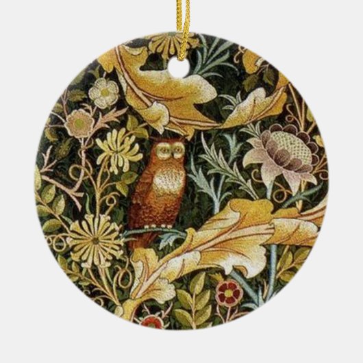 William Morris Owl an Acanthus Keramisch Ornament (Voorkant)