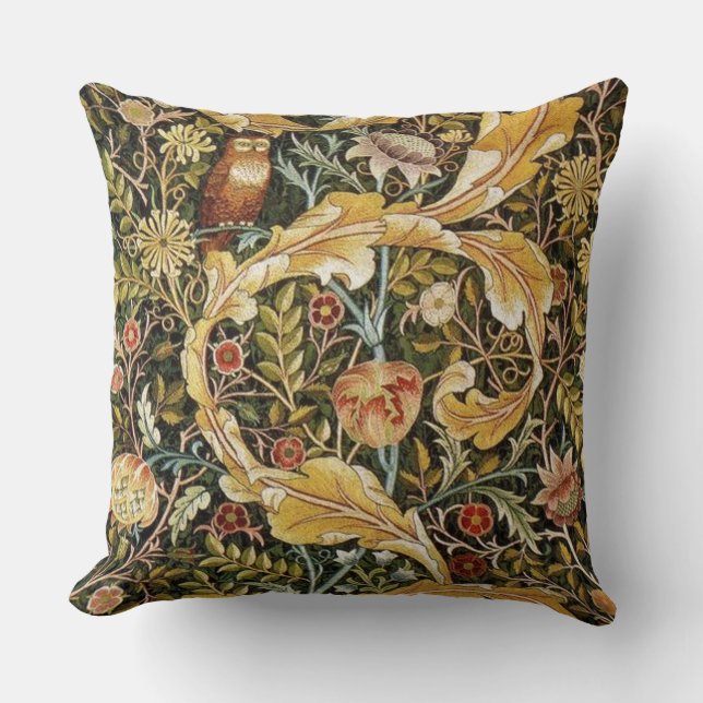 William Morris Owl an Acanthus Kussen (Voorkant)