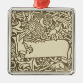 William Morris Owl Floral Design Metalen Ornament (Voorkant)
